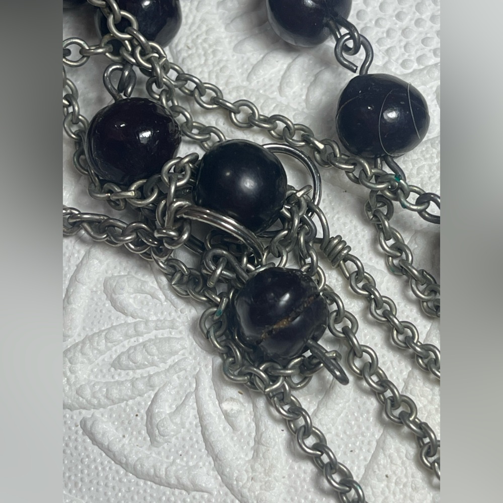 Silver and Black Rosary Necklace - Picture 14 of 16